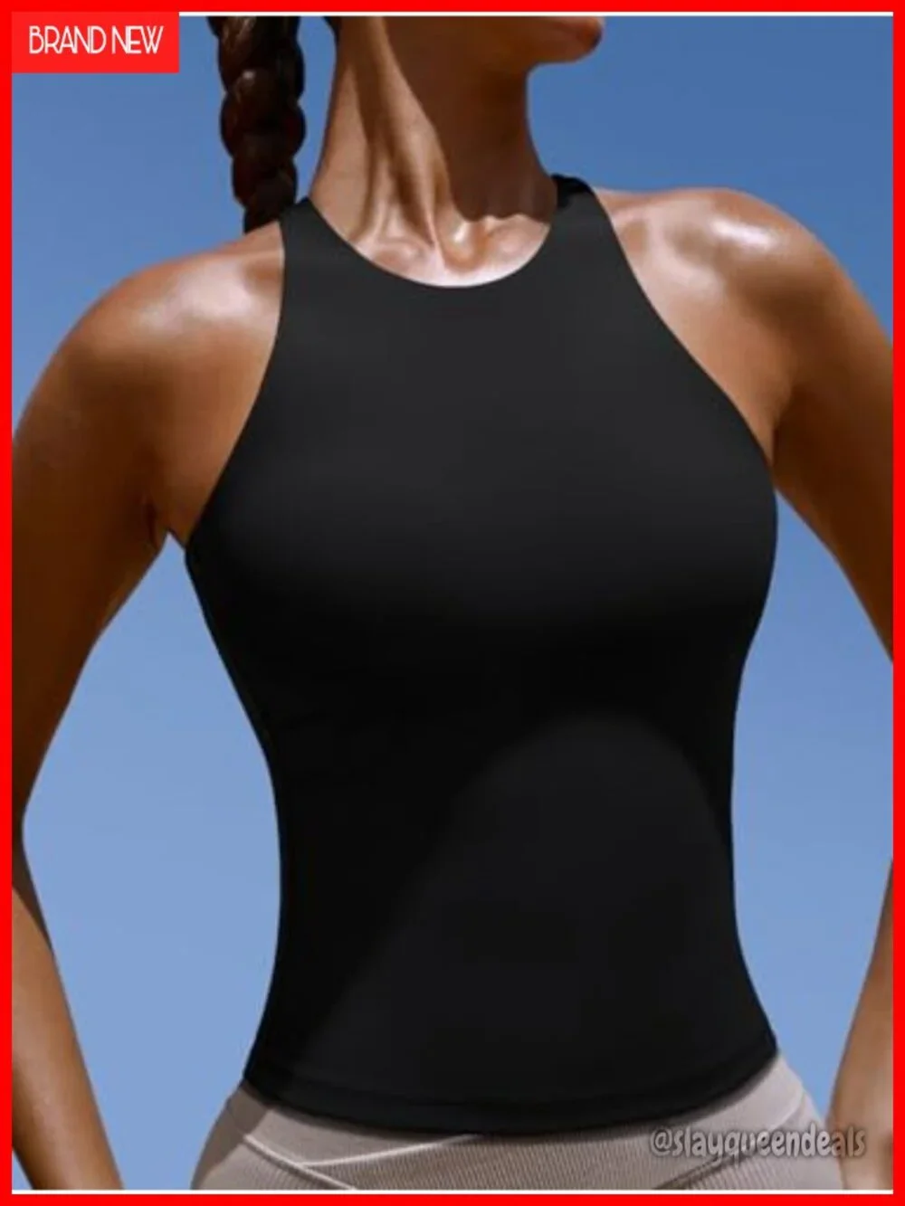 Longline Sports Bra Strappy Back Yoga Gym Padded Workout Tank Tops with Built